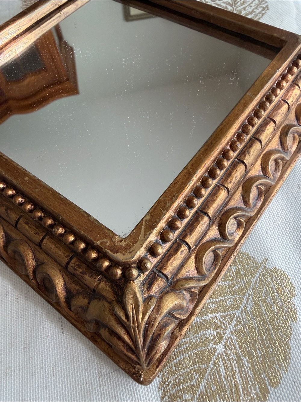 Decorative Square Wall Mirror in Antique Gold - Picture 4 of 9